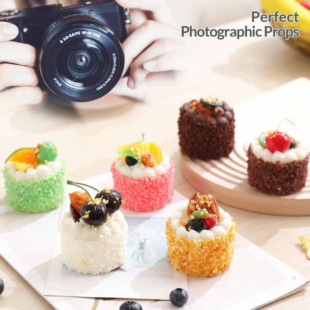 Joeabor 6 Pack Fake Cupcakes, Artificial Cupcakes for Display, Multi Color
