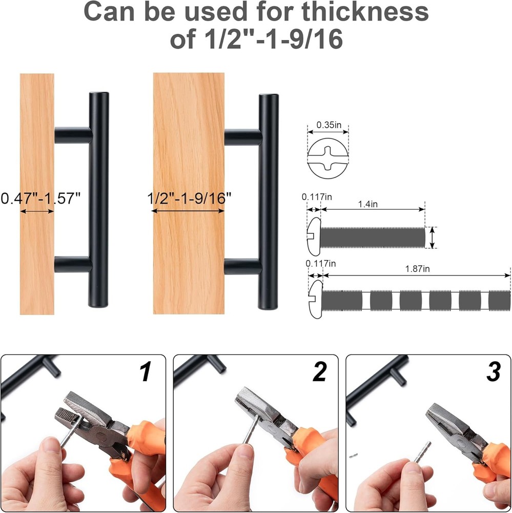 10 Pack 5'' Cabinet Pulls Matte Black Stainless Steel Kitchen
