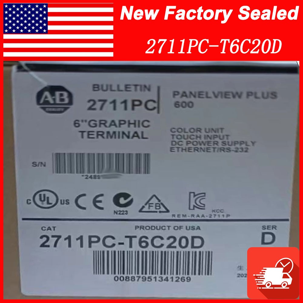 1PC AB 2711PC-T6C20D SER D PanelView Plus Compact 600 AB 2711PCT6C20D