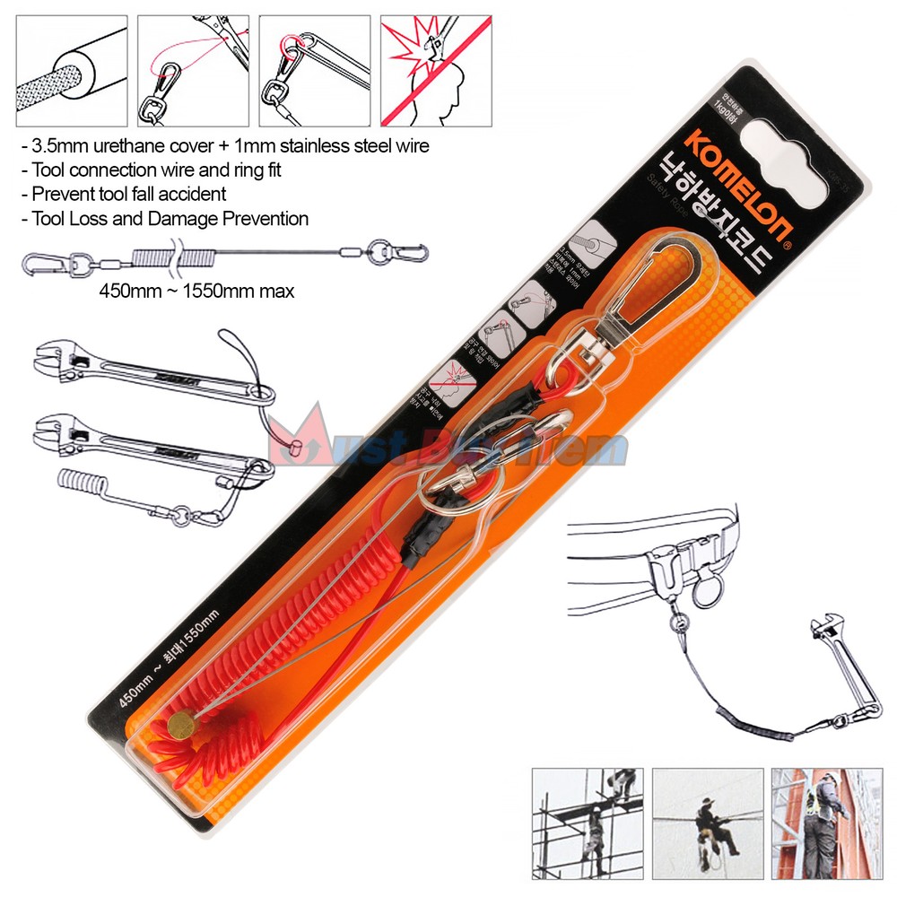 Komelon Safety Code Tools Lanyards Coil Fall Protection Rope Carabina Key Chain