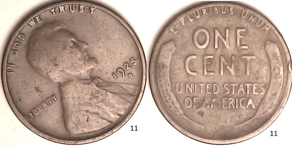 1925 D Lincoln Wheat Cent Rotated Dies - ERROR