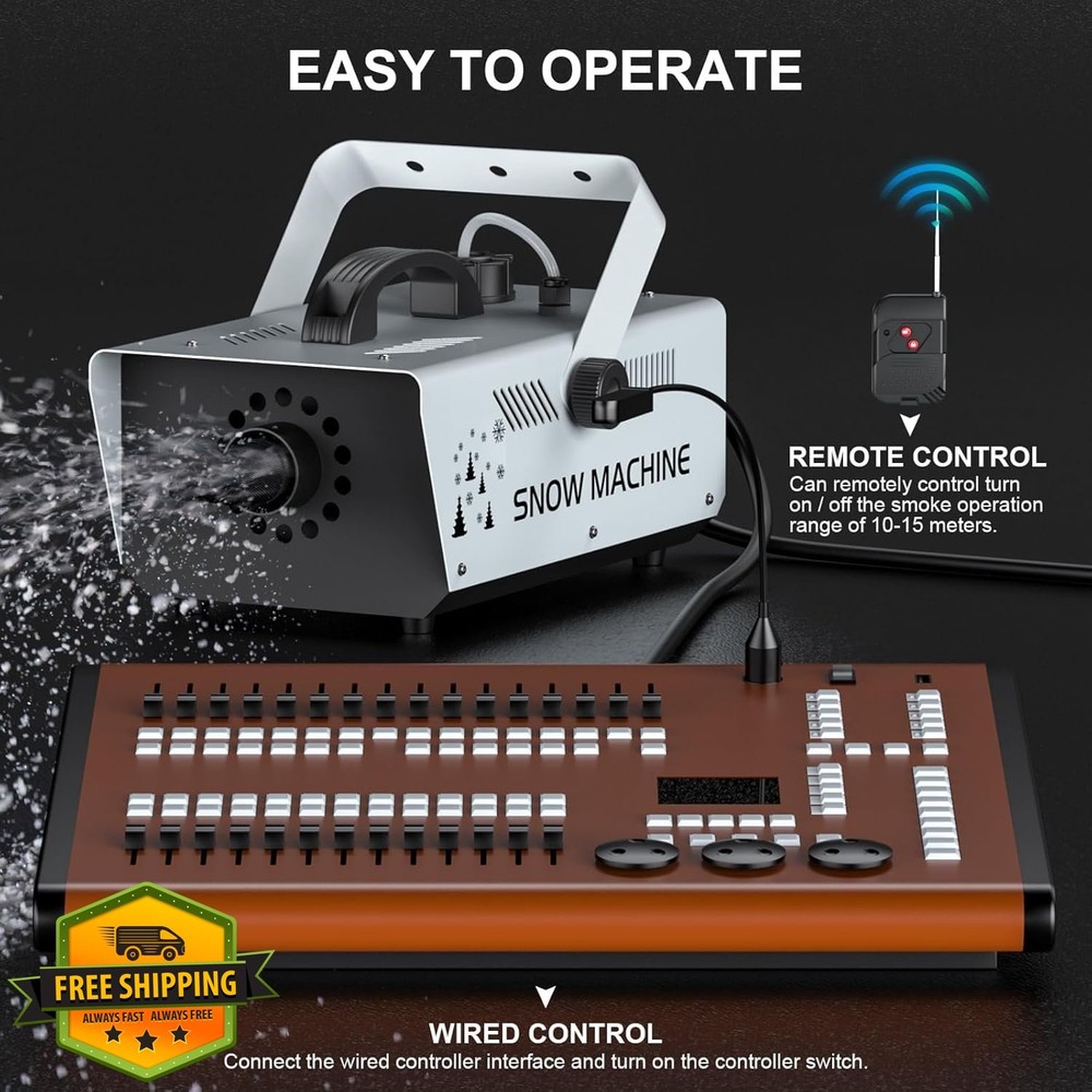 1000W Snow Machine Remote Manual, Adjustable Snowflake Size Grey