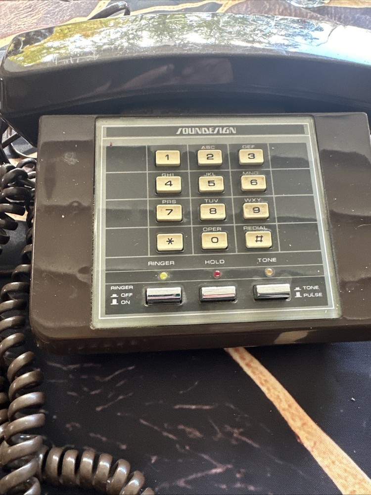 Vintage Retro Brown Push Button Desk Phone