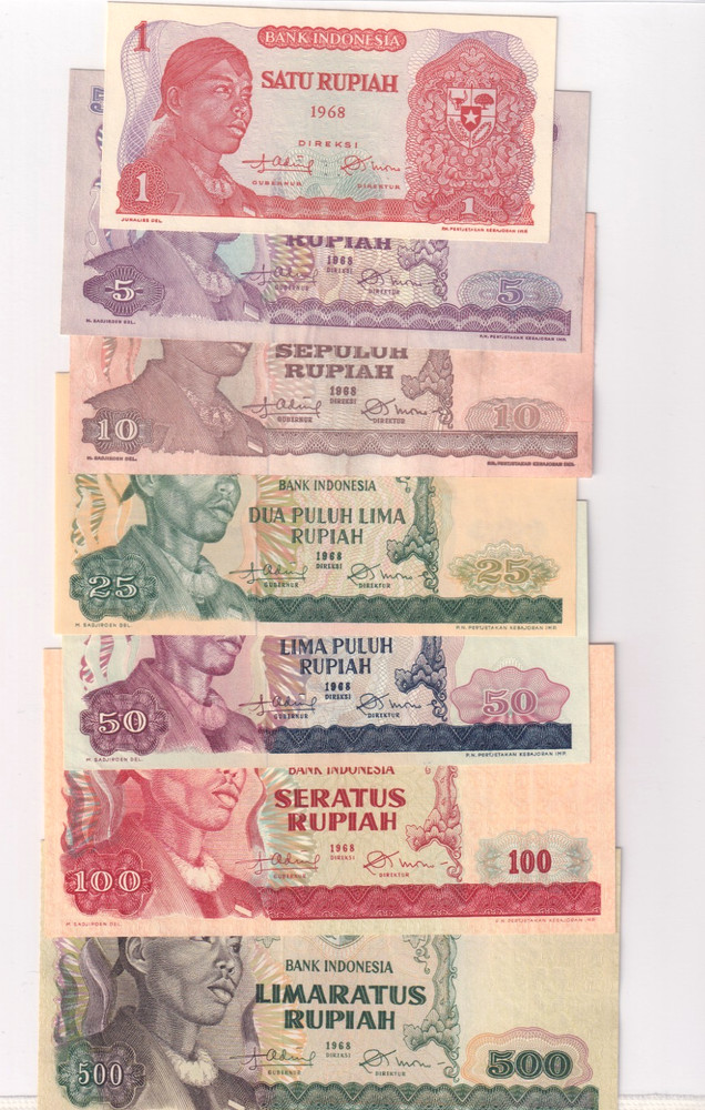 Indonesia 7 Note Collectors Set 1968