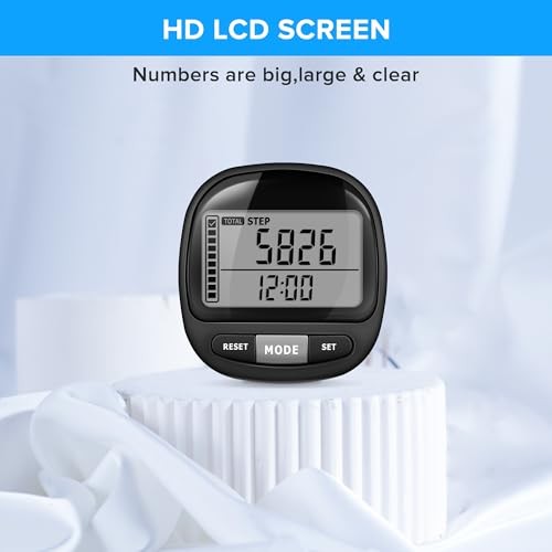 3D Pedometer Step Counter for Walking and Miles, Simple Step Tracker with