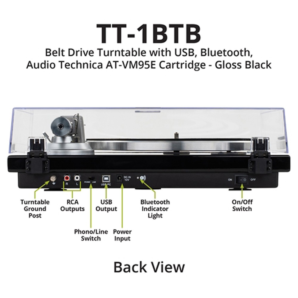 2-Speed Belt-Drive Automatic Turntable, Bluetooth, USB, AT-VM95E Cartridge