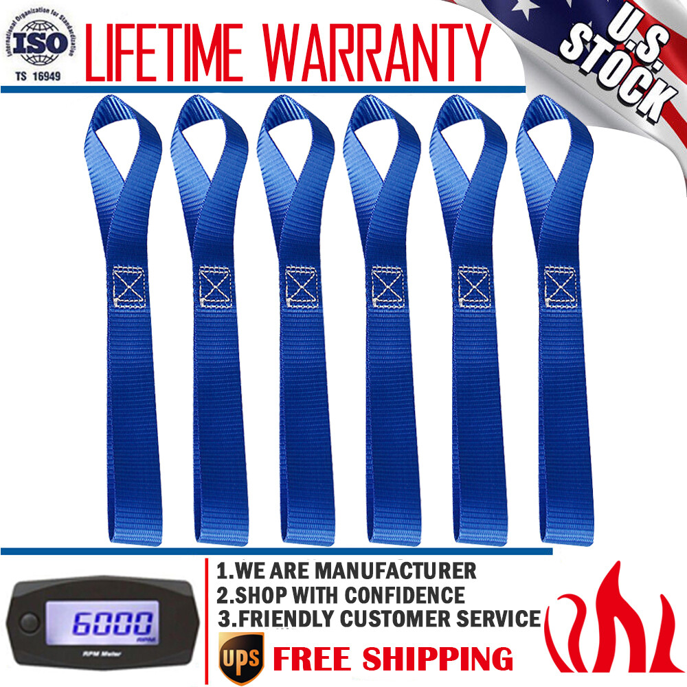 6Pcs Soft Loop Tie Down Straps Ratchet Towing Cargo ATV UTV Motorcycle Handlebar
