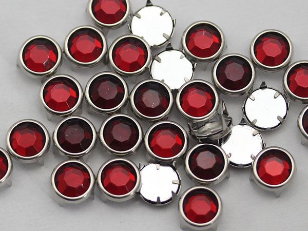10mm Red Ruby CH17  Preset Rhinestones - 50 Pieces