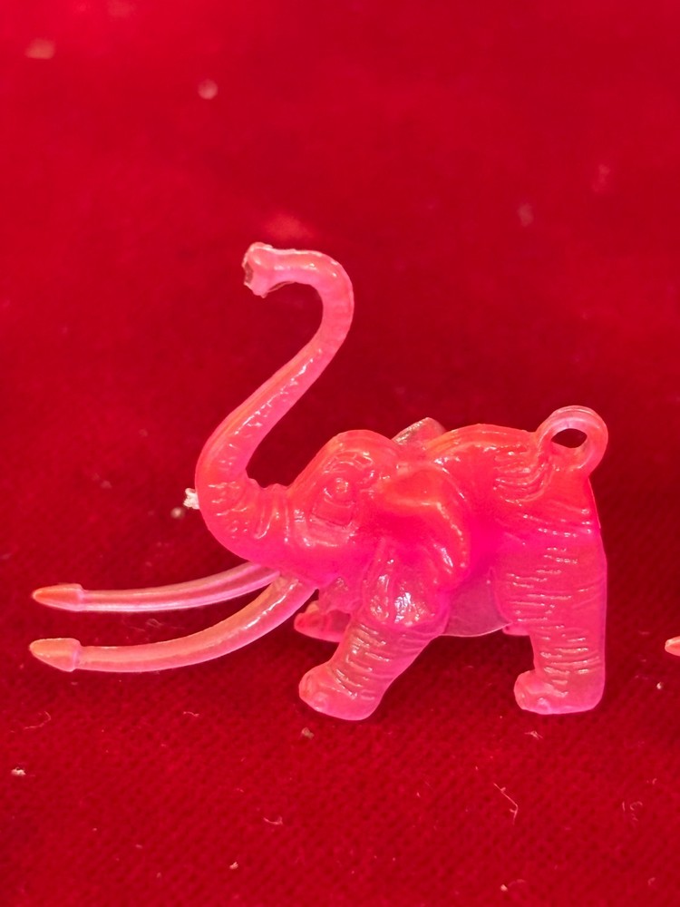 Celluloid Drink Markers Two Florescent Pink Elephants