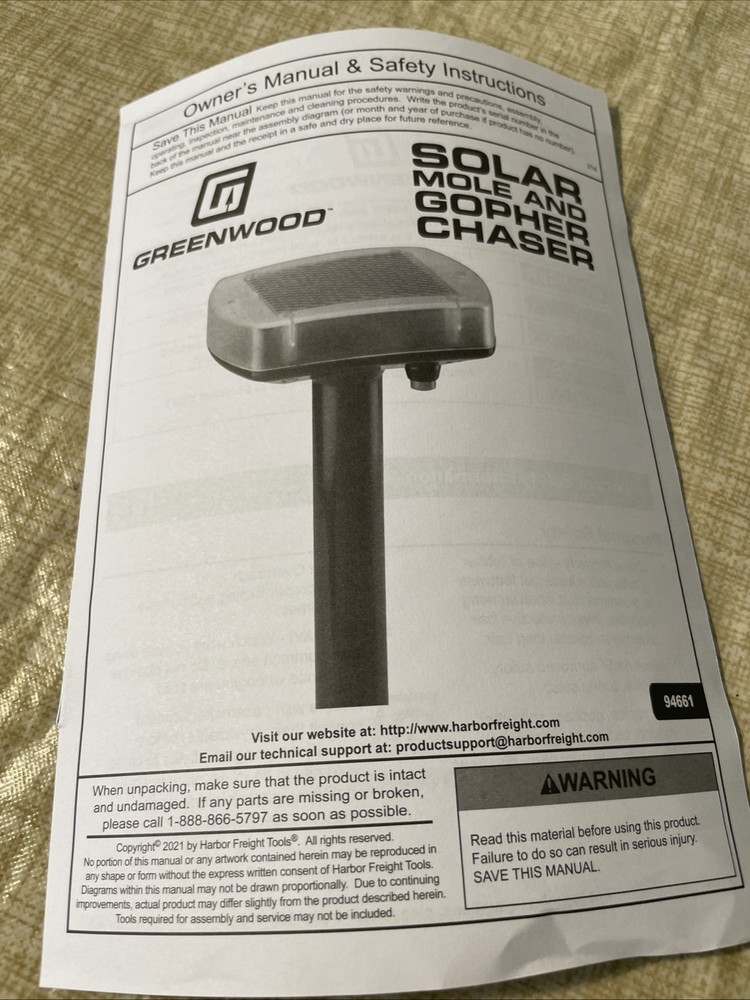 Greenwood Solar Mole and Gopher Rodent Chaser Solar Light