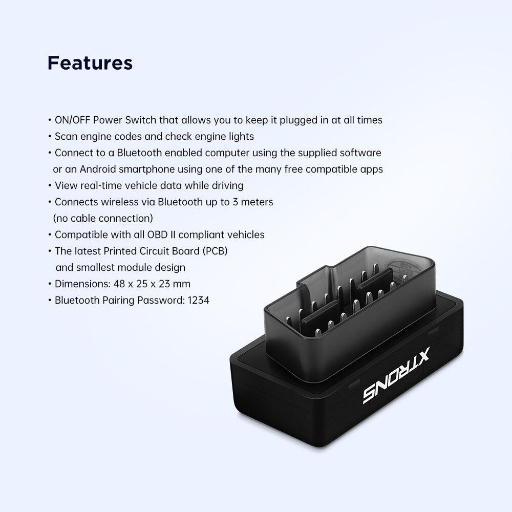 Mini Diagnostics Scanner OBD2 II Bluetooth Auto Power Switch Tools For Android