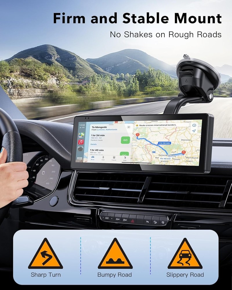 Extended Carplay Mount, 360° Flexible Windshield Dashboard Suction Cup Bracke...
