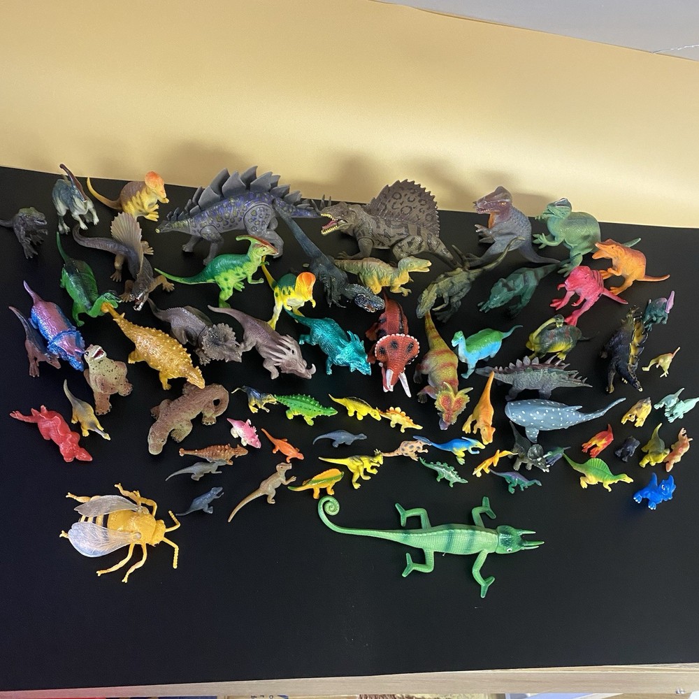 Lot 60+ Vintage Plastic Dinosaur Figures Mixed Prehistoric Toy Bundle Bulk