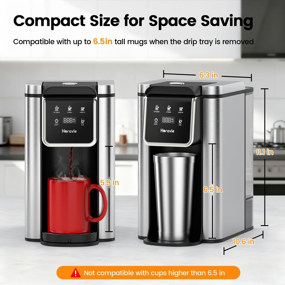 Single Serve Coffee Maker for K-Cups & Grounds, Hot & Iced Coffee Maker, Stro...