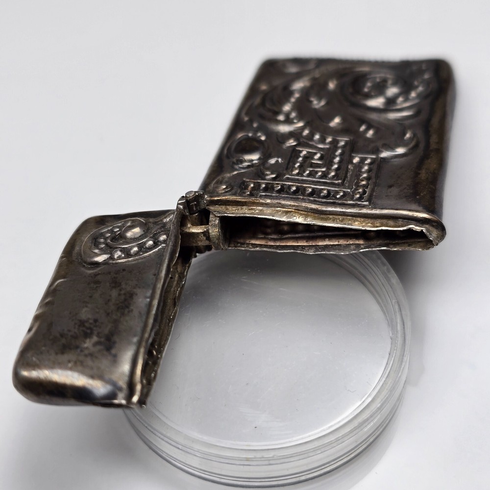 Antique Match Safe in Repousse Sterling Silver with monogram HG