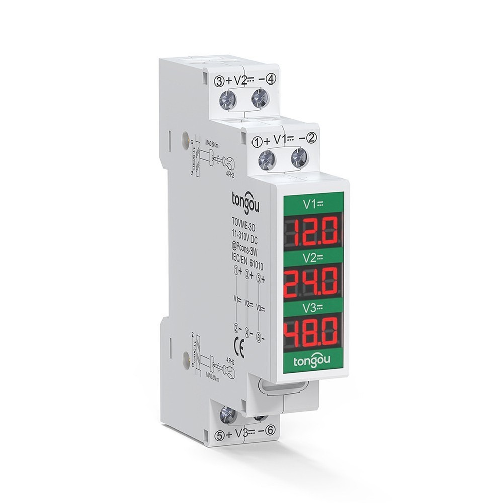 DC Voltage Detector Din Rail Voltage Meter LED Voltage Display Secure Position