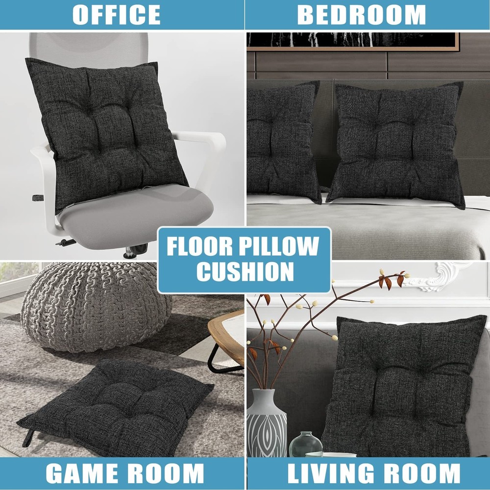 SINSOSSO Large Floor Pillows 22", Thickened Bite-Size Memory Foam Square Non-...