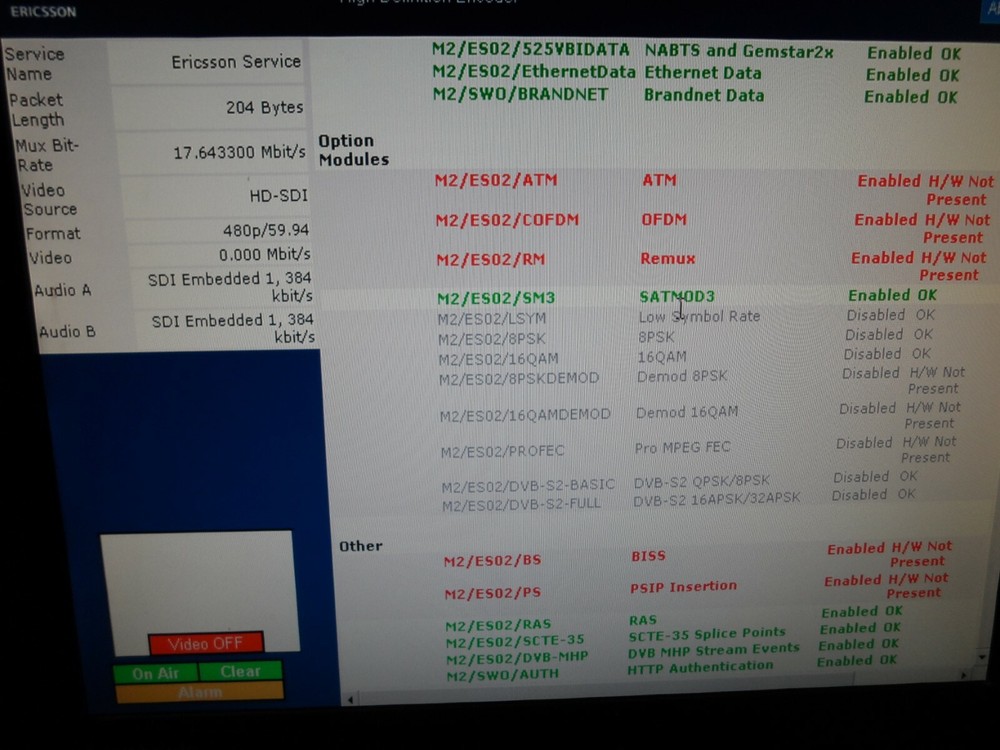 Ericsson Tandberg E5788 E5784 Voyager MPEG-2 SAT MOD DSNG AllLicenseEnable