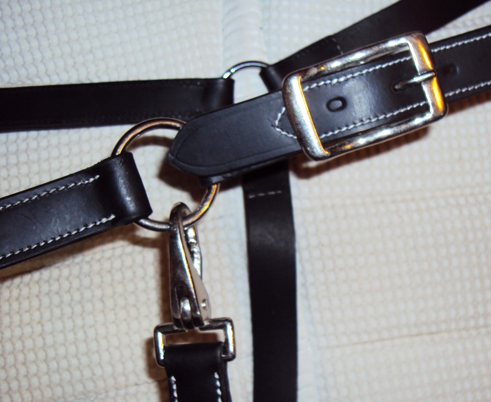 ABETTA Leather BLACK Halter- Silver Hardware/Snap - Adjustable - Full Size - NEW