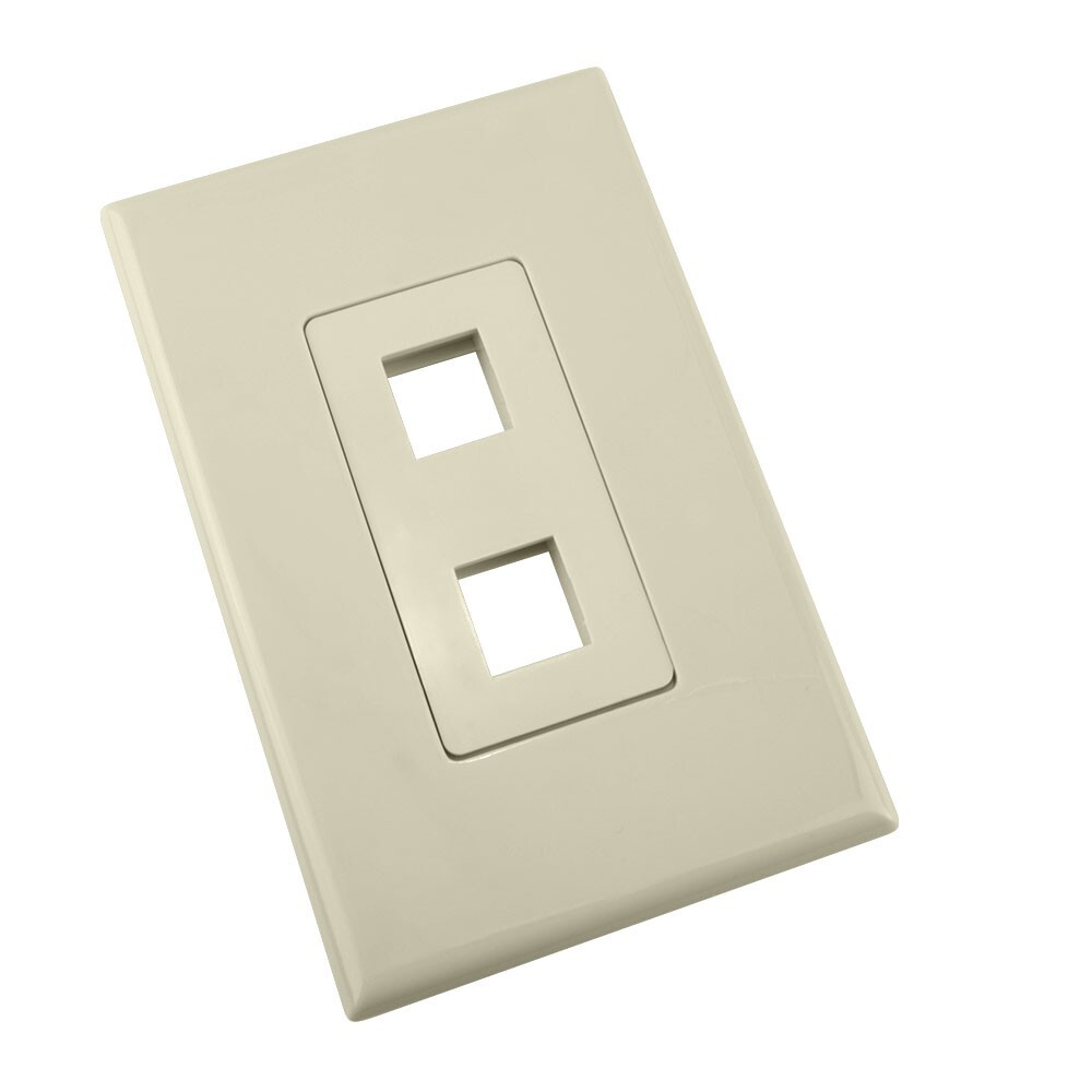 Construct Pro 2-Port Keystone Wall Plate with Screwless Face (Ivory)