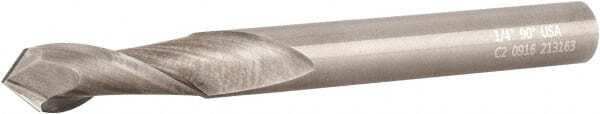 Accupro 1/4" Diam, 3/4" LOC, 2 Flute, 90� Point Angle, Solid Carbide Drill Mi...