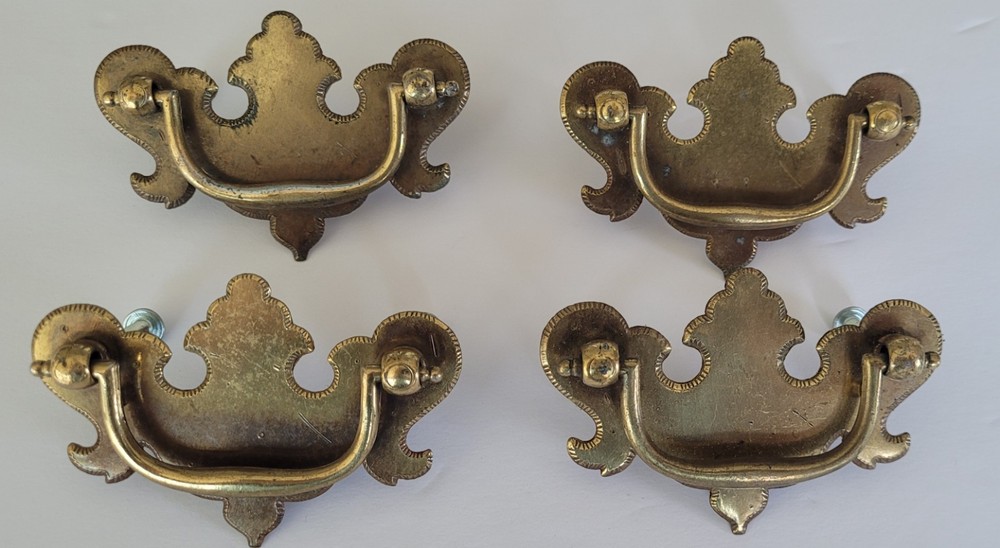 Vintage Brass Chippendale Colonial Antique Hardware Drawer Pulls  2.5" centers
