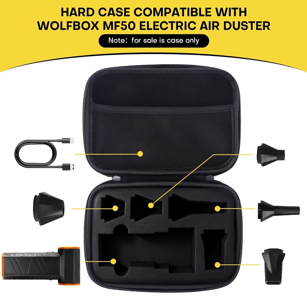 Travel Case with WOLFBOX MF50 Compressed Duster - Custom Foam Organizer for B...