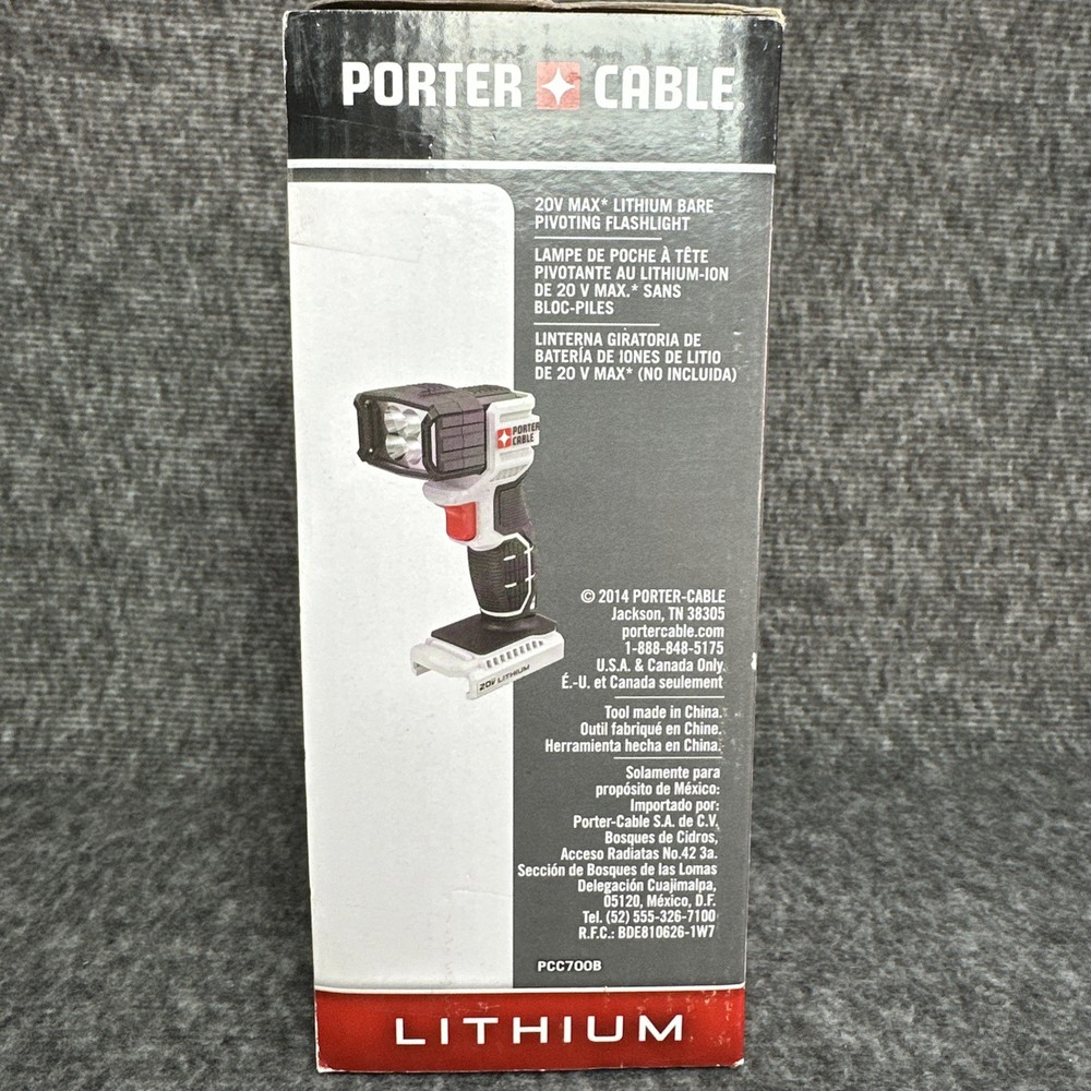 Porter Cable 20V Max Lithium Pivoting Flashlight (Tool Only) SEALED PCC700