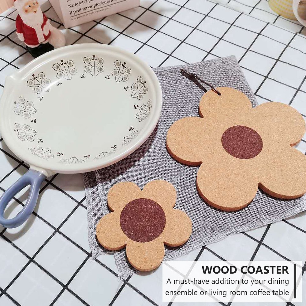 4Pcs Durable Flower Shaped Pad Cork Coaster Pad Reusable Cup Pad Mat for Cup