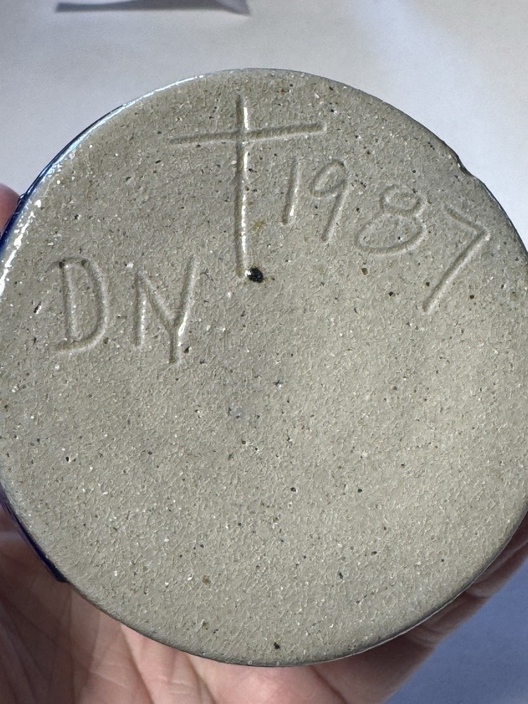 Signed Pottery Crock With A Cat On Front