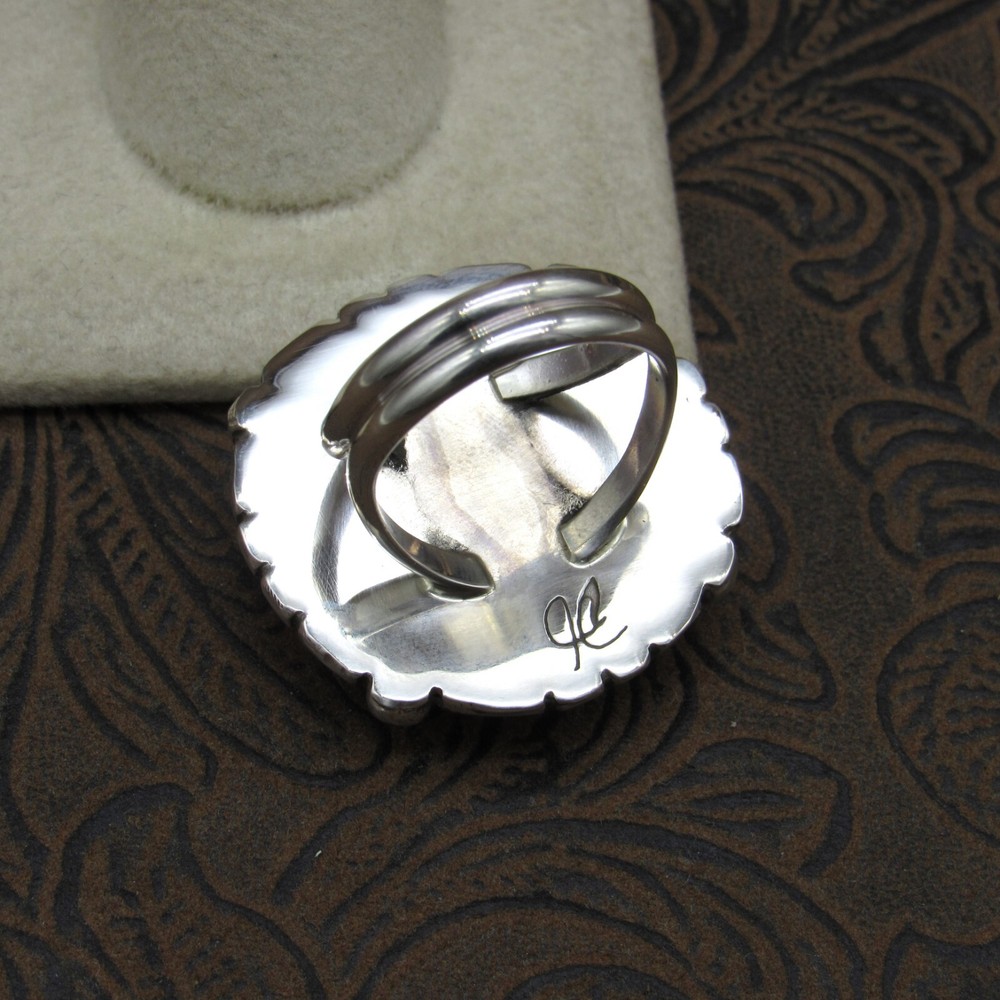 *Sterling Silver Red Ocean Jasper Ring by Jose Campos Size 7.75