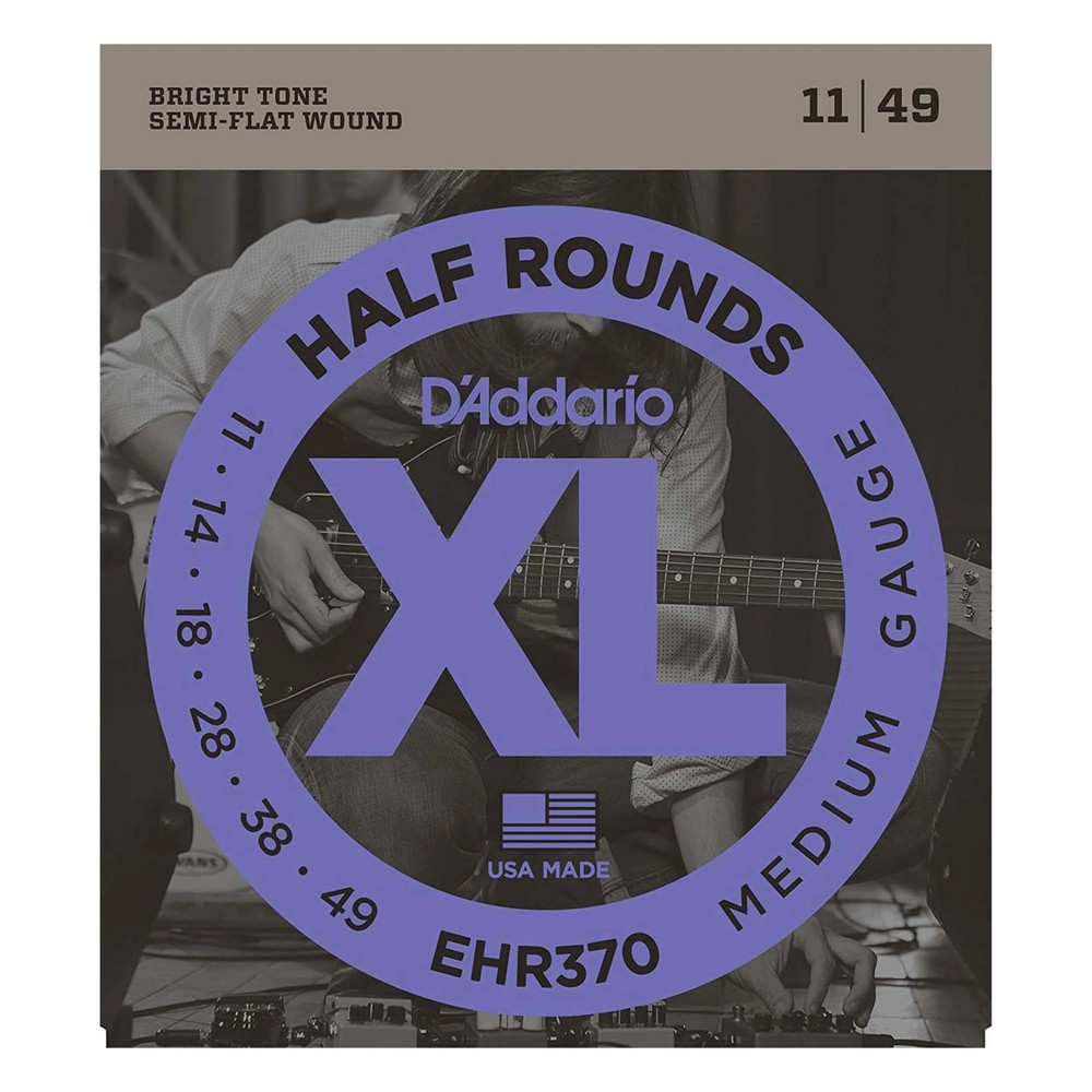 D'Addario EHR370 Half Round Electric Guitar Strings, Medium, 11-49