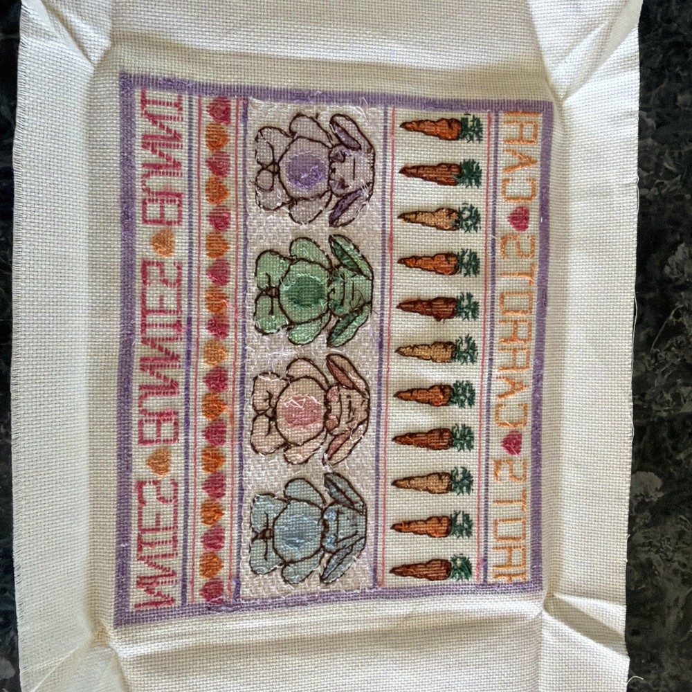 Bunnies & Carrots Sampler 17.5” X 13” Completed