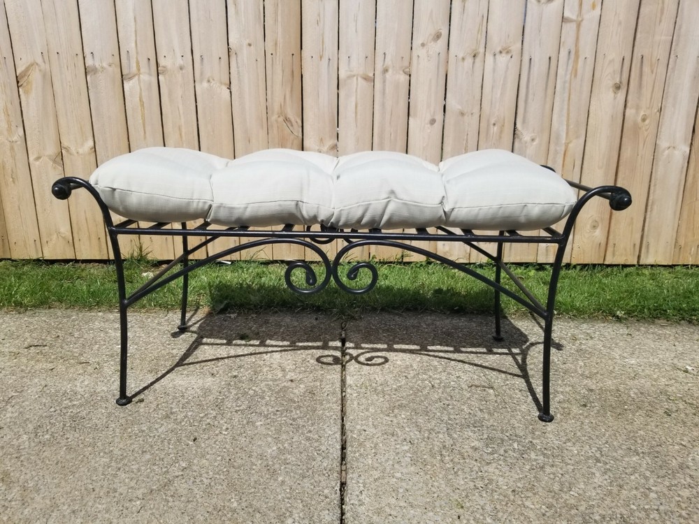Vintage Wrought Iron Double Bench Mid-Century Modern