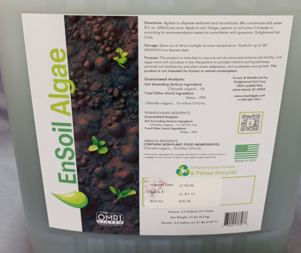 EnSoil Algae 2.5 Gallon