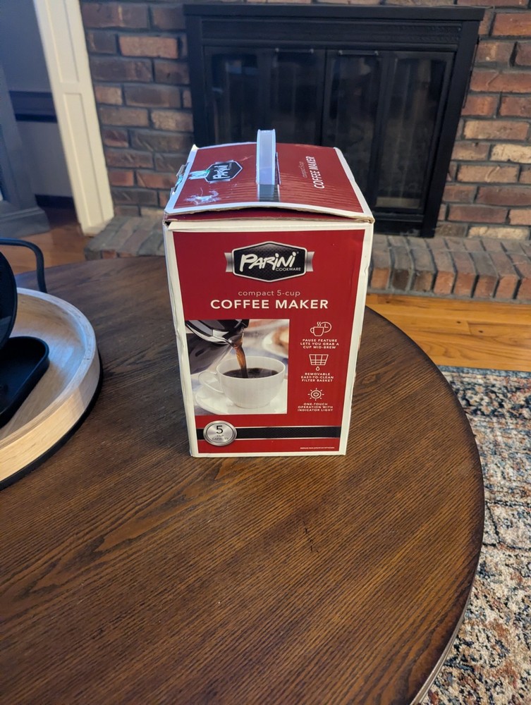 Parini Cookware Compact 5-Cup Coffee Maker, Pause Function (New)