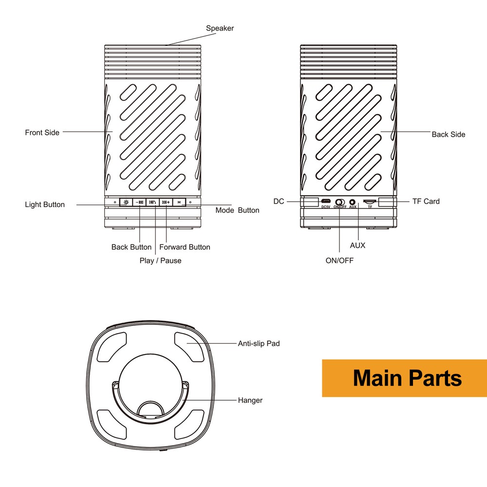 Smart LED Lamp Bluetooth Speaker Touch Wireless Camping Lamp Dimmable Charging