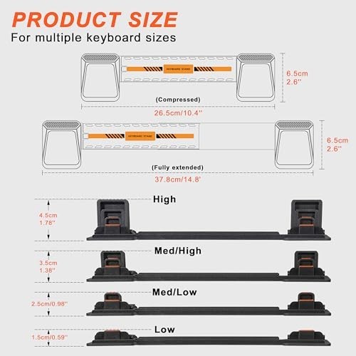Adjustable Ergonomic Keyboard Stand Riser for Desktop, Non-Slip Holder, Orange
