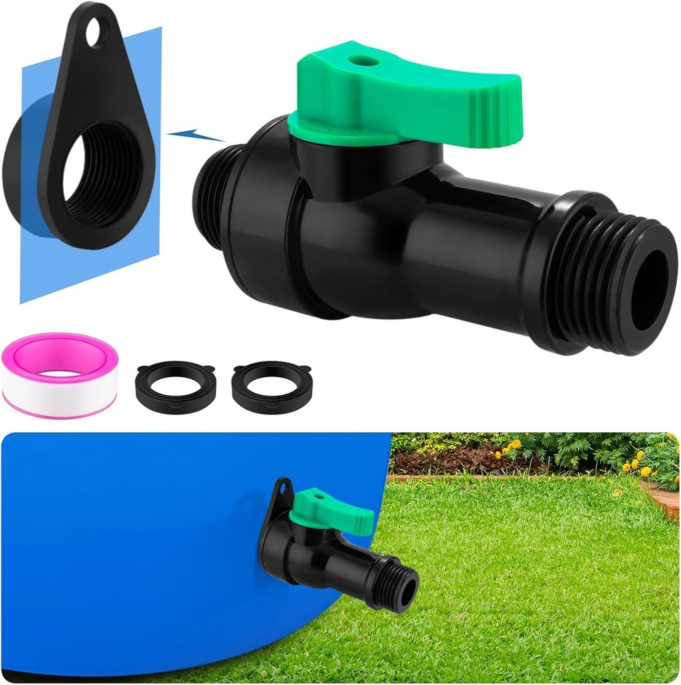 Rain Barrel Spigot Kit with High Flow Valve No Inside Access Needed,External Ins