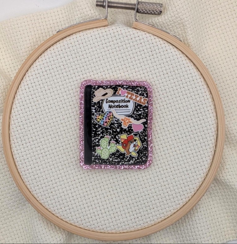 I Heart Texas Themed Composition Notebook Glitter Magnetic Needle Minder