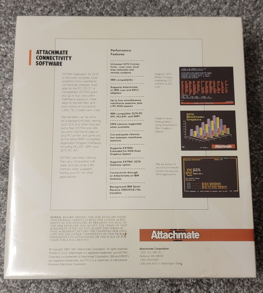Attachmate Extra! Extended For DOS 3270 Connectivity Software Vintage 1991 NOS