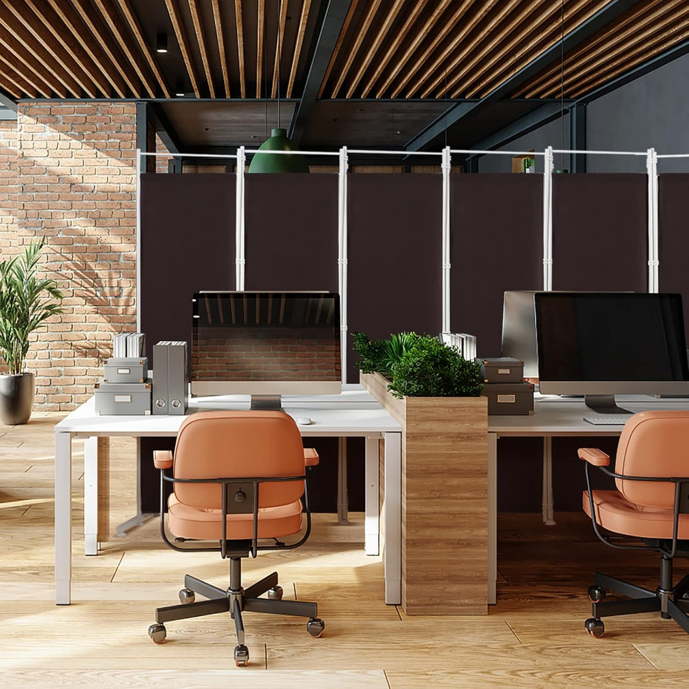 6 Ft Folding Room Divider - 6 Panel Freestanding Privacy Screen (Brown)