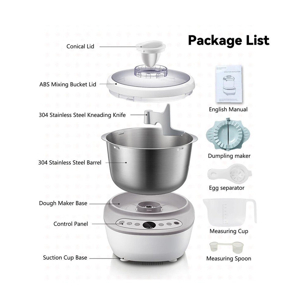 Dough Mixer 7L Large Capacity Electric Dough Maker with Ferment Function for ...