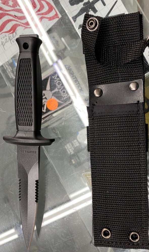 STURM MILTEC COMBAT KNIFE / MULTI-PURPOSE SERRATED BOOT KNIFE W/ SHEATH (
