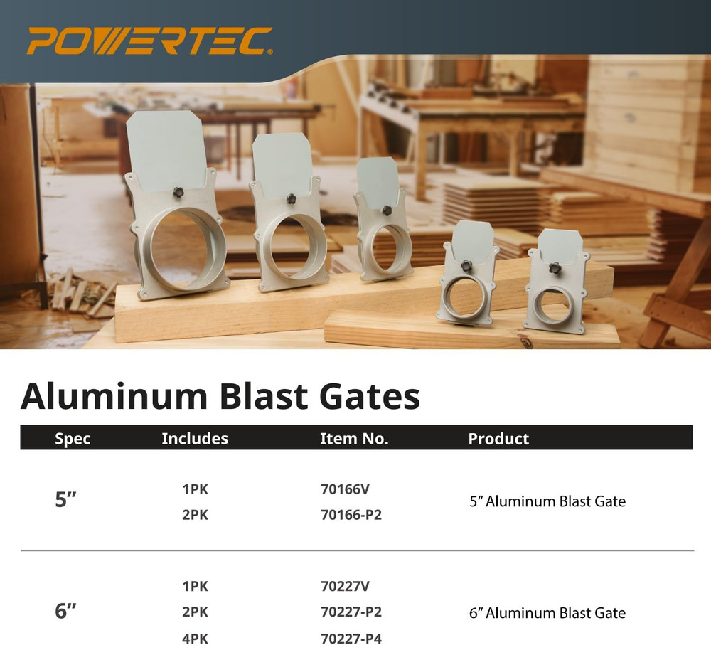 70166-P2 5" Aluminum Blast Gate, 2 PK