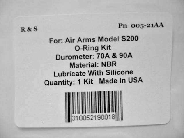 Air Arms Model S200 O'ring Kit / R&S 005-21AA