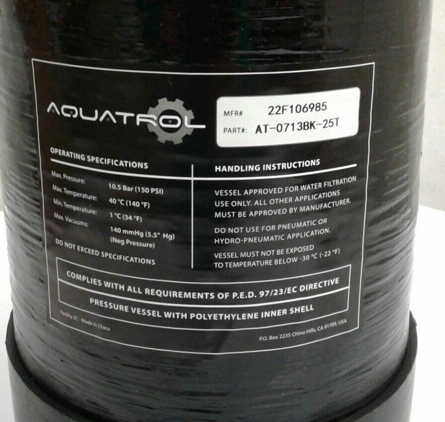 Aquatrol AT-0713BK-25T 7"x13"Pressure Tank 2.5"T Connection Standard Base Black