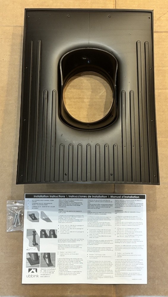 Rinnai 189950 Roof Flashing 1/12–6/12 Pitch Polymer Rubber Tankless Vent Kit NEW