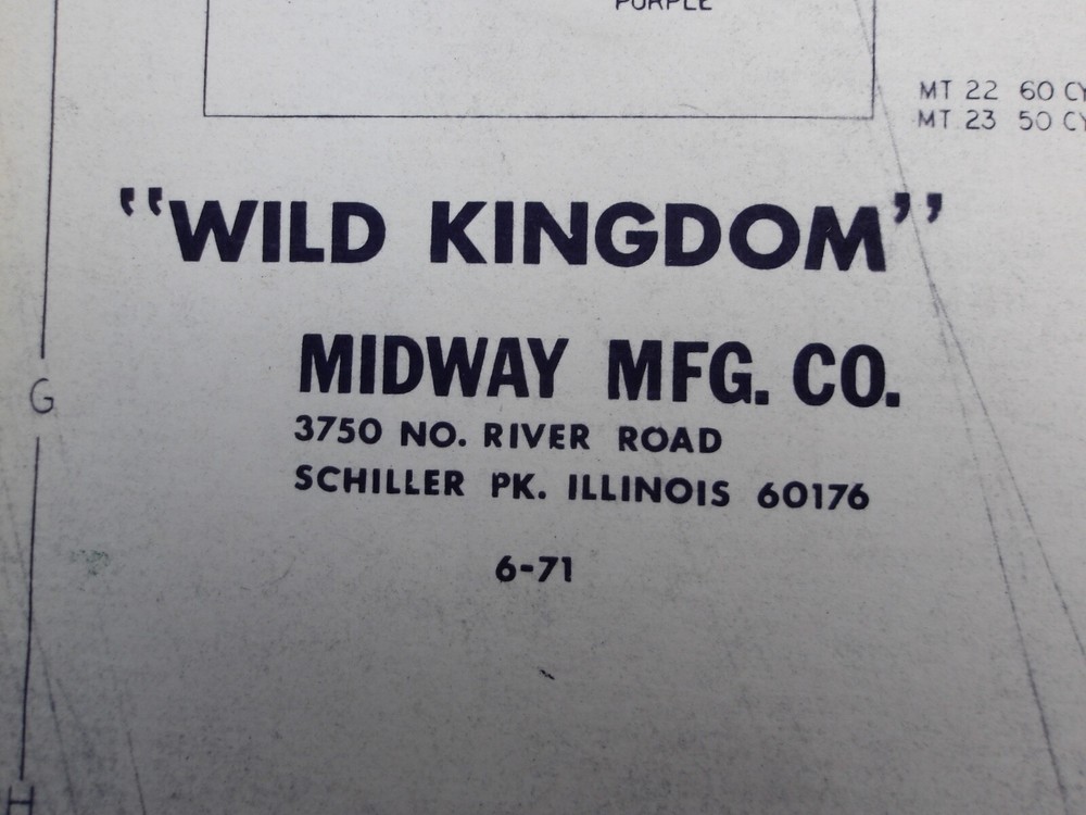 Midway:  Wild Kingdom- Gun Game - Schematic + More Paperwork