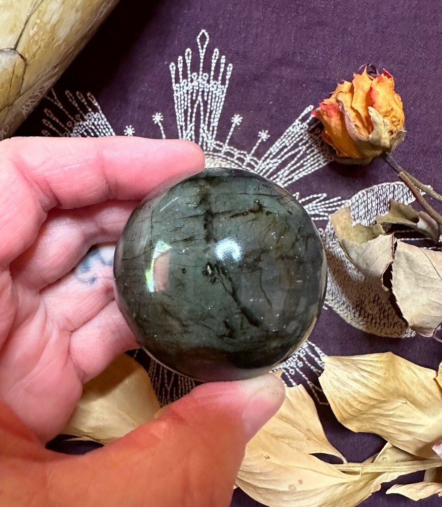 Labradorite Sphere, All Natural, Pagan, Witchcraft, Occult, Altar Tools